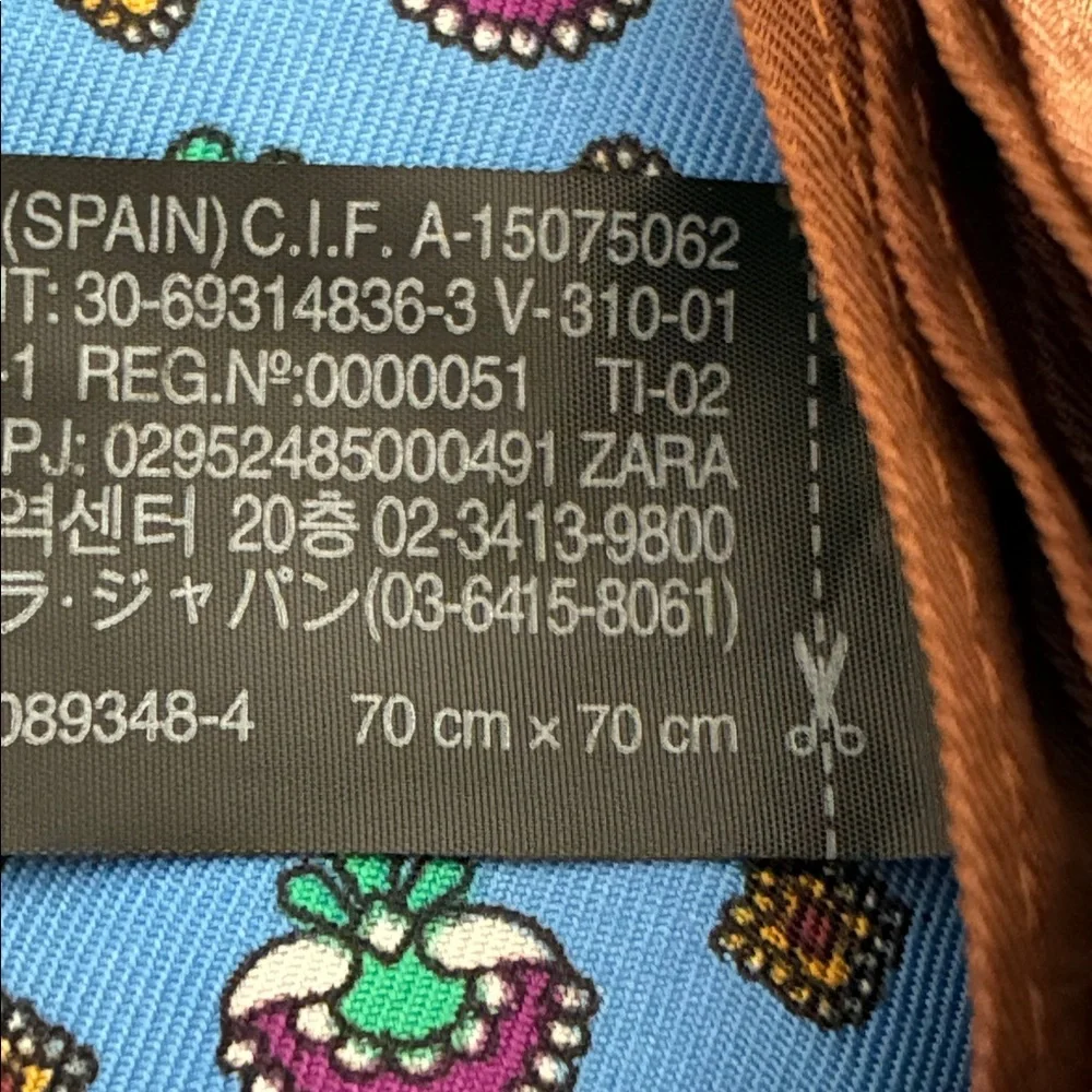 NWOT . Zara Blue Geometric Print Scarf.